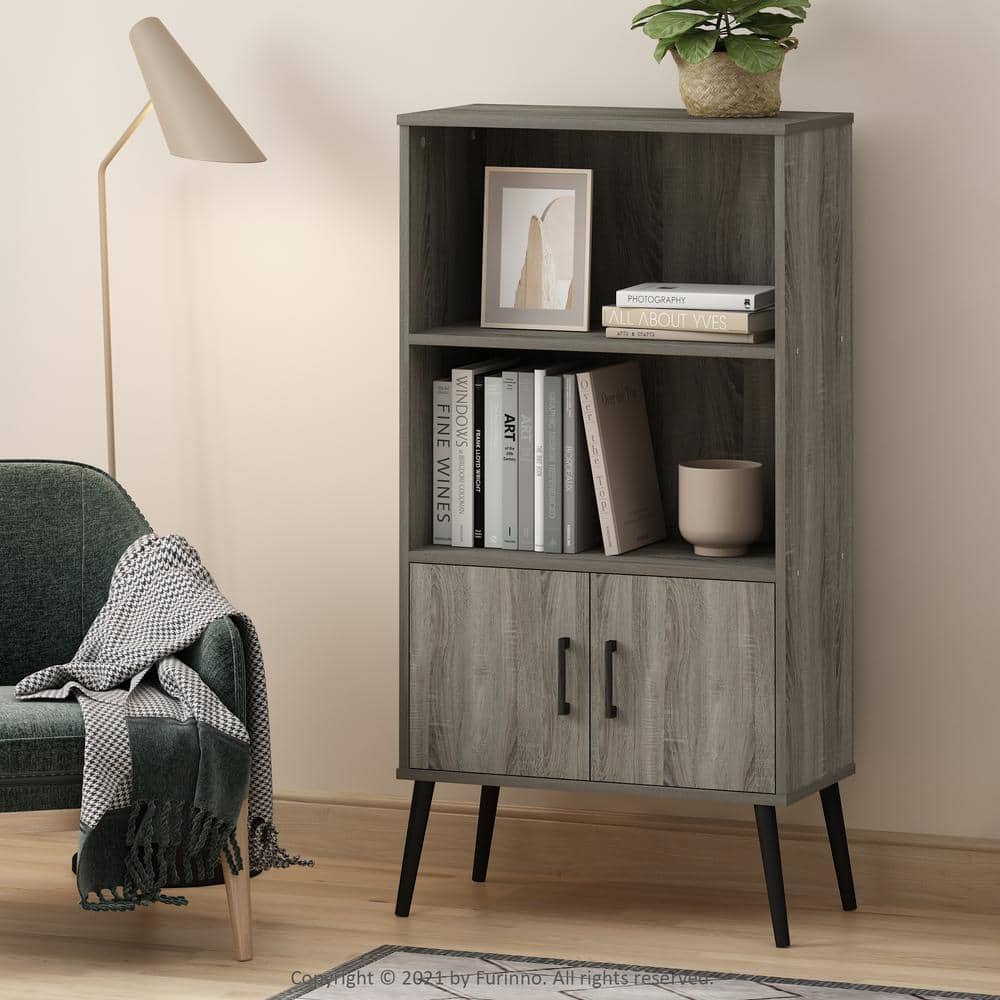 Claude French Oak Grey Mid-Century Freestanding Accent Cabinet