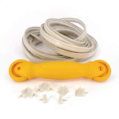 1/2 in. x 20 ft. Ivory, PVC Self-Adhesive Flexible Caulk Trim Molding Applicator Tool and Corners