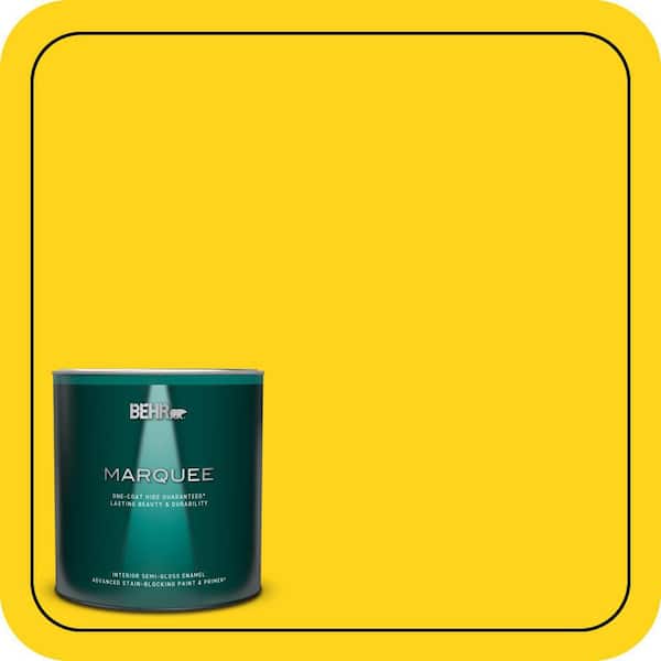 BEHR MARQUEE 1 qt. #S-G-390 Lemon Zest Semi-Gloss Enamel Interior Paint & Primer