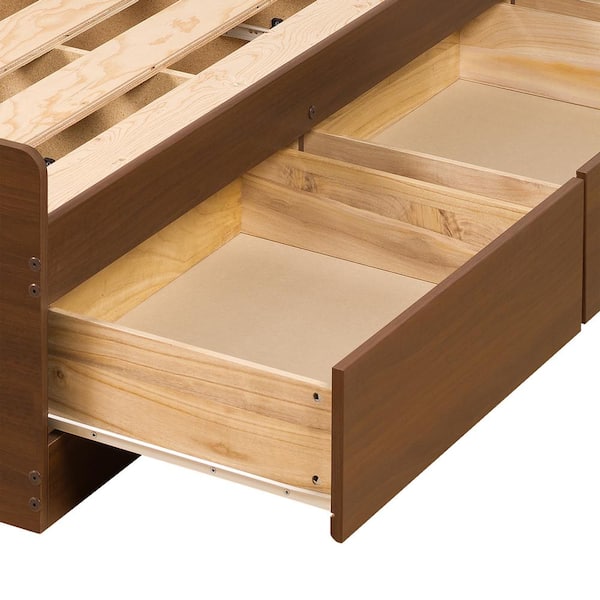 Prepac Monterey Queen Wood Storage Bed, Prepac Monterey Queen Platform Storage Bed With Drawers In White