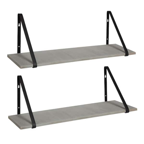 Kate and Laurel Soloman 28 in. x 8 in. x 7 in. Gray/Black Decorative Wall Shelf