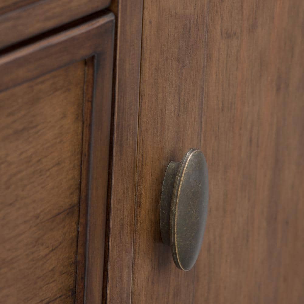 Rustic Natural Aged Brown Solid Hardwood Storage Cabinet