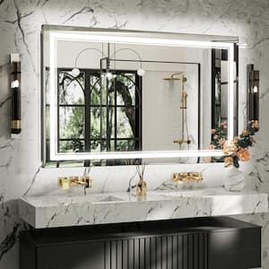 48 in. W x 30 in. H Rectangular Frameless LED Light Anti-Fog Wall Bathroom Vanity Mirror with Frontlit and Backlit