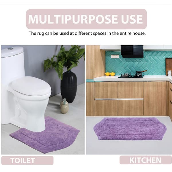 FloorPops Purple 15.35 in. x 23.62 in. Flower Stone Non Slip Bath