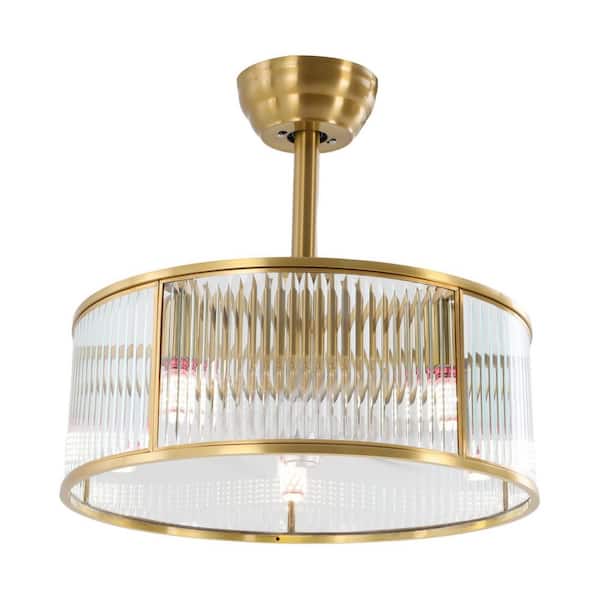 18 in. Indoor Gold Modern 5-Light 6 Speeds Caged Ceiling Fan with Reversible Motor and Remote, No Bulbs Included