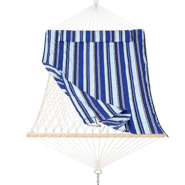 Atesun 12 ft. Portable Hammock With Detachable Pad and Pillow, Blue Stripes