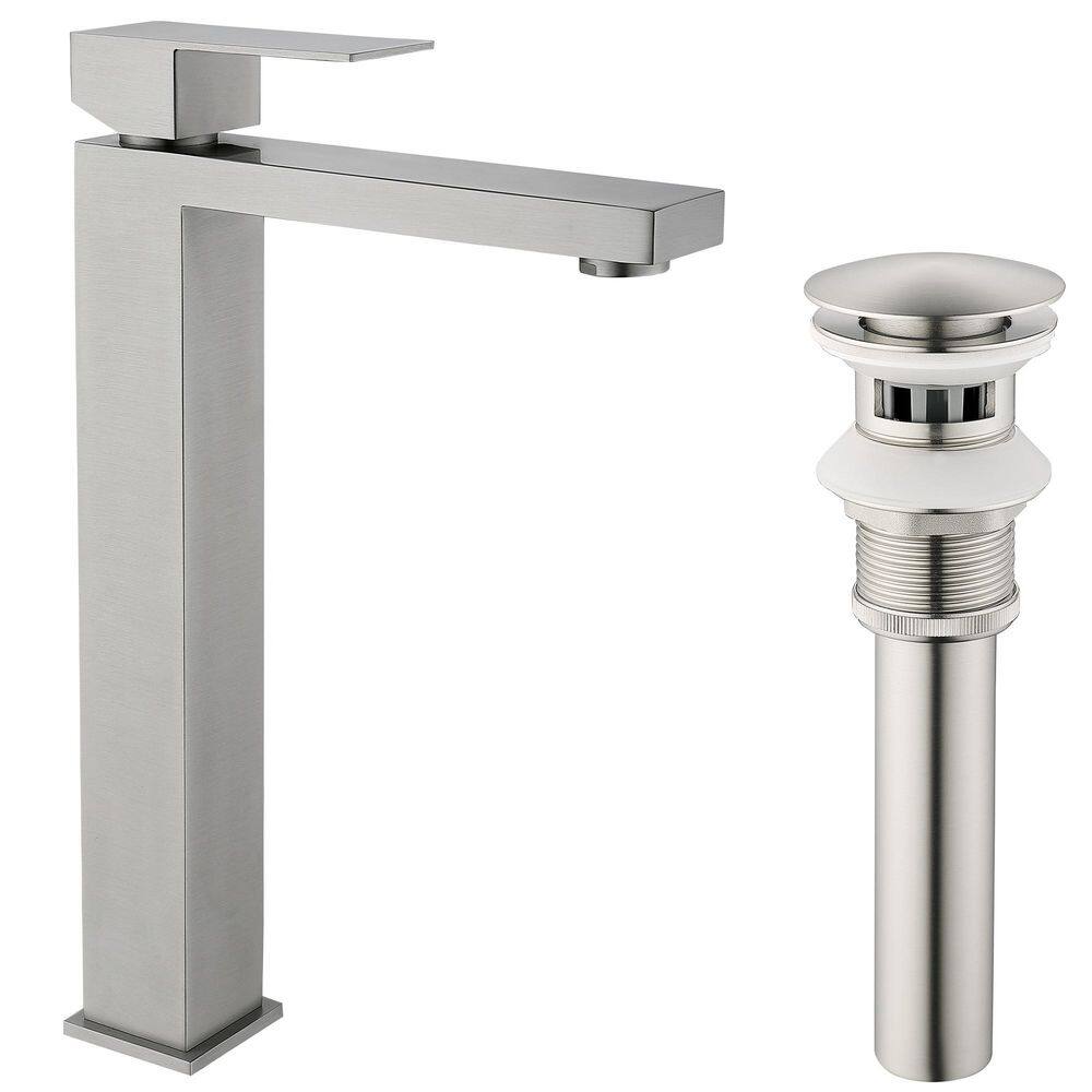 Single Handle Vessel Sink Faucet Bathroom Faucet Splash-Free Soft Water Flow with Pop-Up Drain Set in Brushed Nickel price history on PriceWatchPro