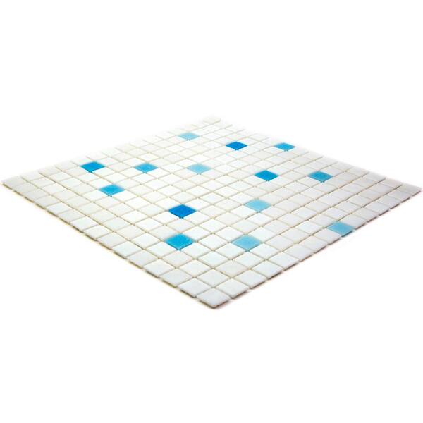 Apollo Tile Mingles Sky Blue and White 12-in x 12-in Glossy Glass Uniform Squares Floor and Wall Tile (20-sq. ft/ Carton)