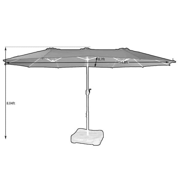 erotisch Handboek Minimaliseren CASAINC 15 ft. Steel Push-Up Double-Side Market Patio Umbrella with Base in  Tan CA-LC-01B-TN - The Home Depot
