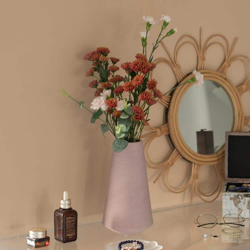 Elegant Pink Ceramic Cone Centerpiece Vase 12"