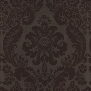 Shadow Brown Damask Paper Strippable Roll Wallpaper (Covers 56.4 sq. ft.)