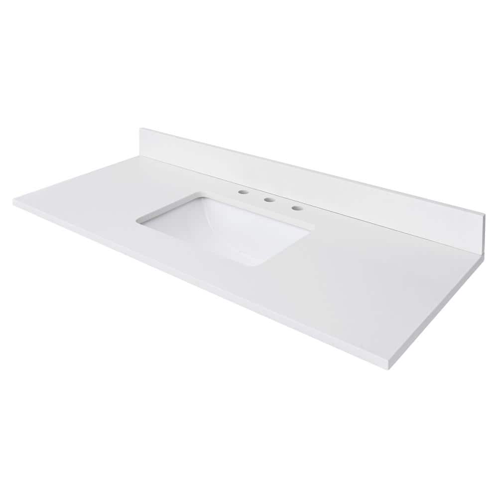 49'' Everest White Quartz Single Sink Bathroom Vanity Top