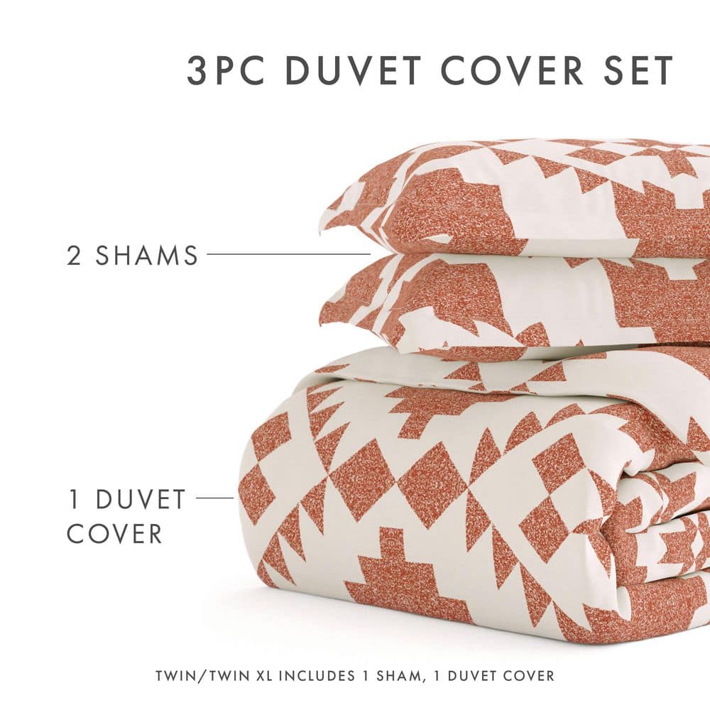 Clay Adobe Diamond Print King/California King Microfiber Duvet Cover Set