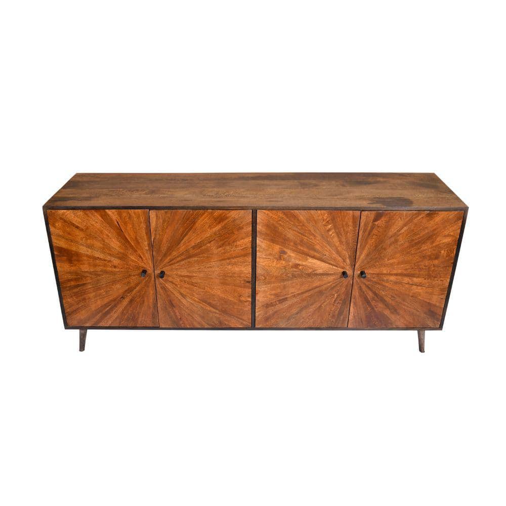 Sunburst Warm Brown Mango Wood 68" Sideboard Buffet Cabinet