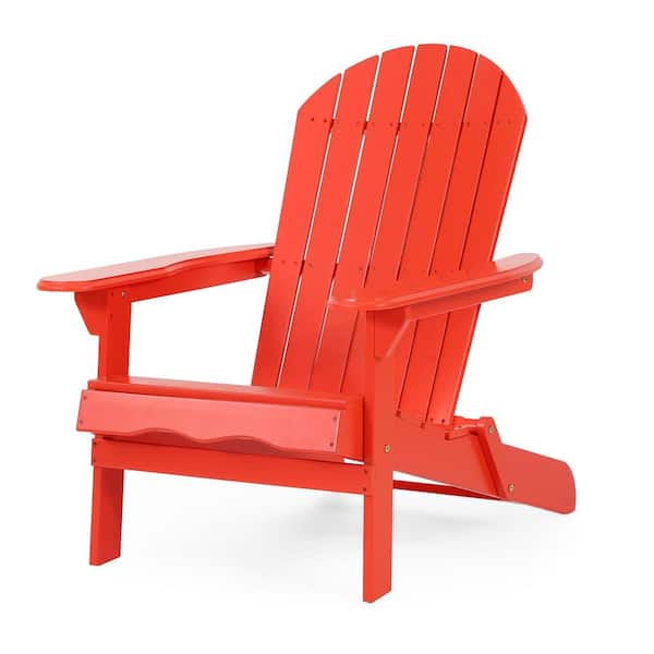 Tenleaf Red Outdoor Foldable Reclining Wood Adirondack Chair