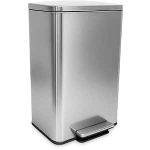 50 Liter/13.2 Gallon Soft-Close, Smudge Resistant Trash Can with Foot Pedal and Built in Filter- Stainless Steel