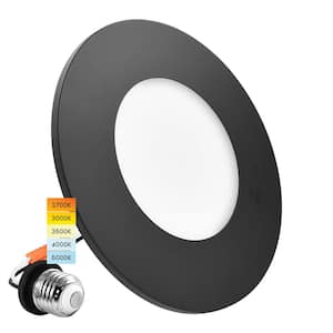 3-4 in. Integrated LED Flush Mount & Recessed Light, 7.5-Watt, 5CCT, 650LM, Dimmable, J-Box or 4 in. Housing, Black
