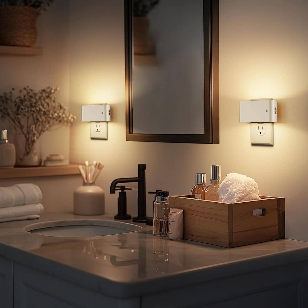 White Plastic Dimmable LED Night Light with Sensor