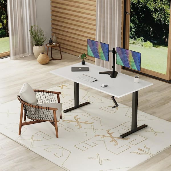 Mount-It 59 in. White Rectangular Manual Height Adjustable