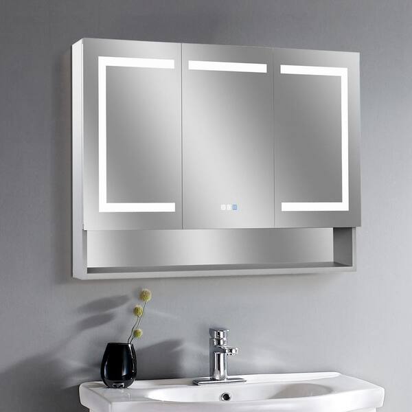 Satico 48 in. W x 32 in. H Rectangular Aluminum Medicine Cabinet 