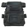 Graintex 10-Pocket Black Rugged Top Grain Leather Tool Pouch with 2 in. Belt ST2880