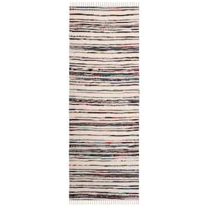 Rag Rug Ivory/Charcoal 2 ft. x 7 ft. Striped Runner Rug