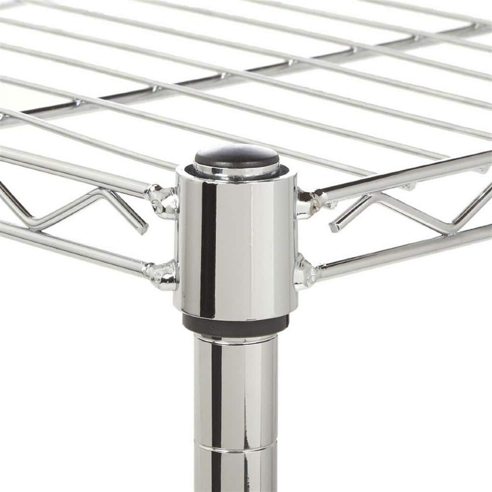 Silver 4-Tier Chrome Plated Iron Storage Shelf