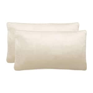 Lucas Collection Champagne Modern Velvet 14 in. x 24 in. Decorative Lumbar Pillow (Set of 2)