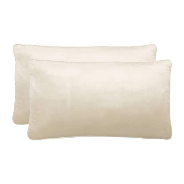 Jean Pierre Lucas Collection Champagne Modern Velvet 14 in. x 24 in. Decorative Lumbar Pillow (Set of 2)