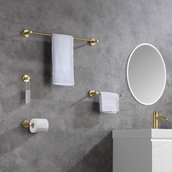Bathroom Accessories 5-Piece Bathroom Hardware Set with Towel Bar/Rack Toilet Paper Holder in Brushed Gold