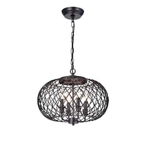 Rondone 4-Light Candle Style Dark Coffee Brown Chandelier for Dining/Living Room, Bedroom, with No Bulbs Included