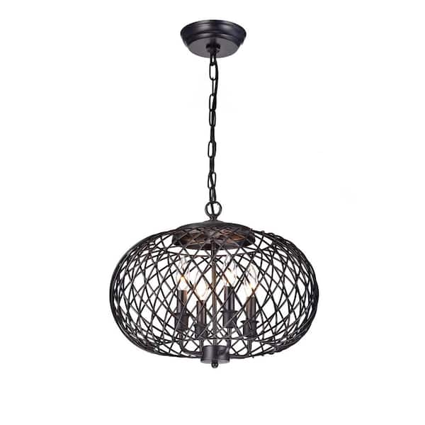 GREENVILLE SIGNATURE Rondone 4-Light Candle Style Dark Coffee Brown Chandelier for Dining/Living Room, Bedroom, with No Bulbs Included