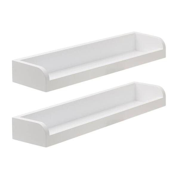 Slim Line 1-Piece 8 in. D x 18 in. L x 1-1/4 in. MDF White Floating Shelf