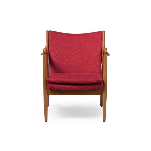 Baxton Studio Shakespeare Mid-Century Red Fabric Upholstered Accent Chair