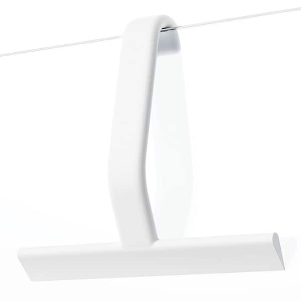 1-Piece Silicone Shower Squeegee in White for Glass Doors with Built-in Hook Design for Easy Hanging and Cleaning