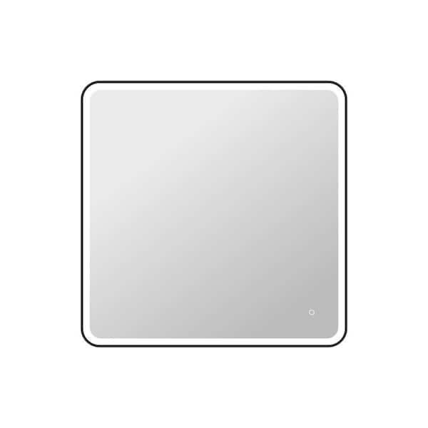 42 in. W x 42 in. H Rectangle Framed LED Wall Mirror in Black