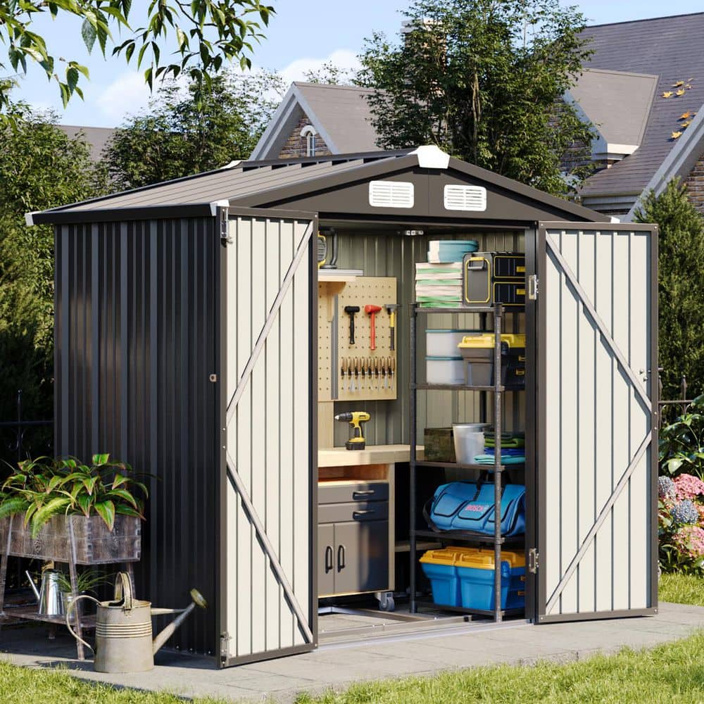 Sizzim 6 ft. W x 4 ft. D Outdoor Metal Storage Shed with Subfloor