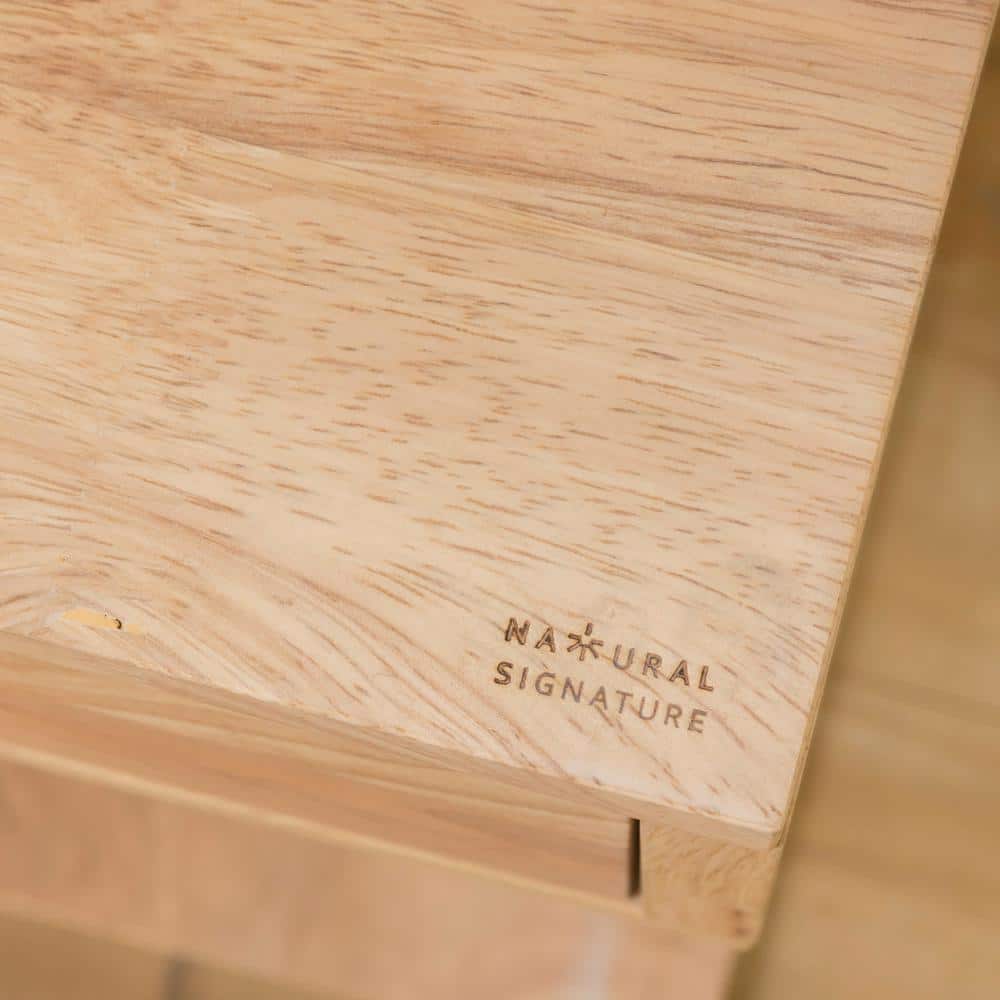 Natural Rubberwood Scandinavian 1-Drawer Nightstand