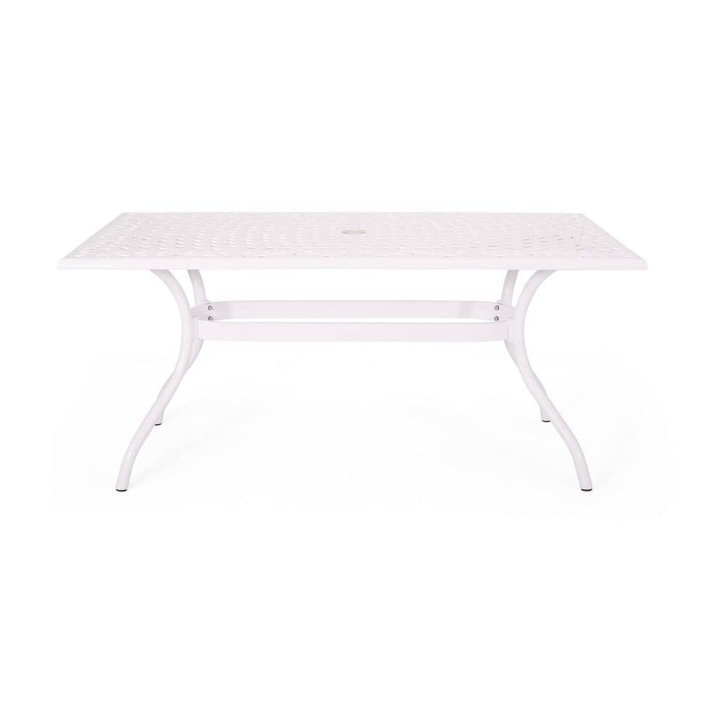 Outdoor Cast Aluminum Rectangular Dining Table with Umbrella Hole for Outdo