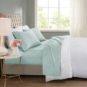 600 Thread Count 4-Piece Seafoam Cooling Cotton Queen Sheet Set