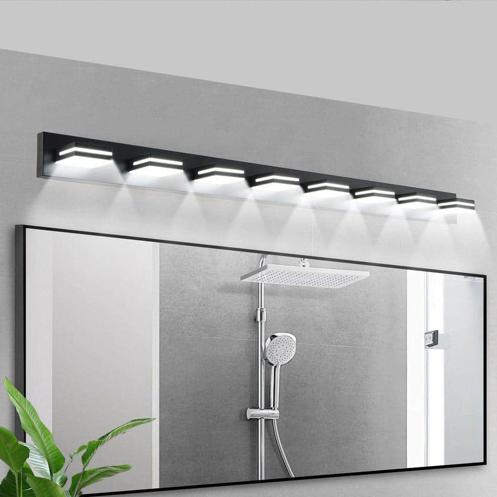 Sunpez 63 in. W Modern 8 Lights LED Vanity Light Black Wall Sconce