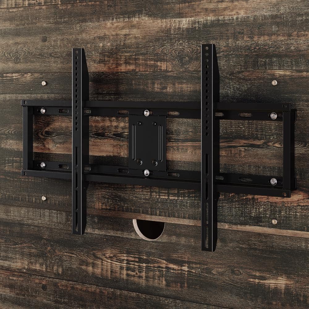 Carbon Oak 84" Entertainment Wall with Cabinet and Mount