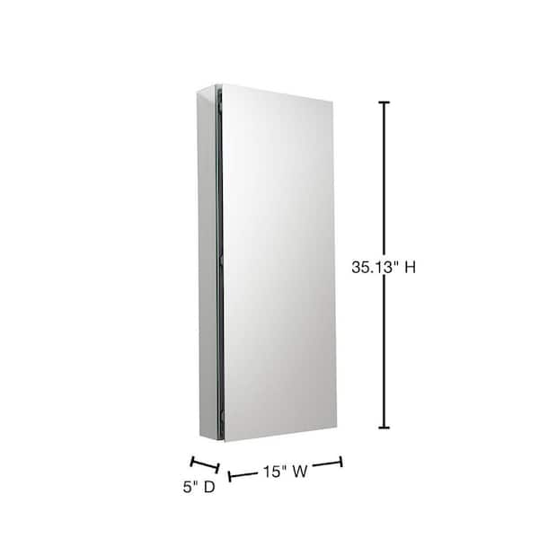 Fresca 15-in x 36-in Surface/Recessed Mount Mirror Mirrored Medicine Cabinet