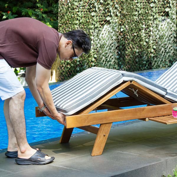 Cambridge Casual Torrey Teak Outdoor Chaise Lounge with Charcoal