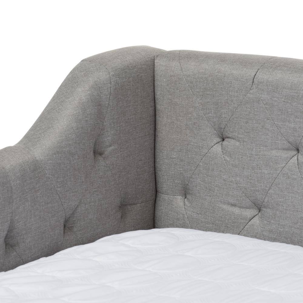 Light Gray Twin Upholstered Daybed with Tufted Headboard and Trundle