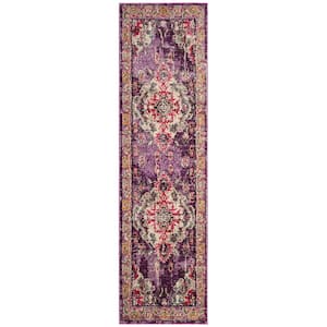 Monaco 2 ft. x 8 ft. Violet/Fuchsia Border Runner Rug