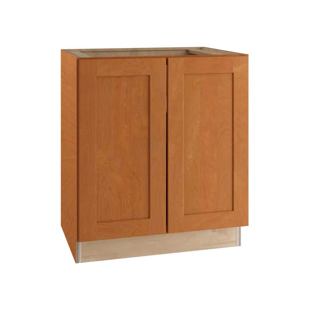 Hargrove Cinnamon Stain Plywood Shaker Assembled Base Kitchen Cabinet FH Soft Close 30 in W x 24 in D x 34.5 in H -  Home Decorators Collection, B30FH-HCN