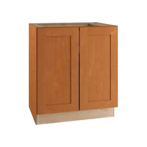 Hargrove Cinnamon Stain Plywood Shaker Assembled Base Kitchen Cabinet FH Soft Close 30 in W x 24 in D x 34.5 in H