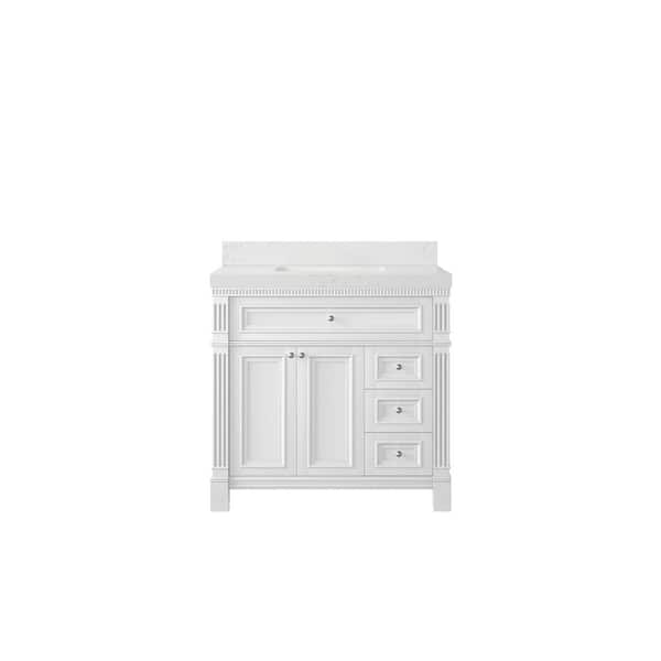 Willow Collections Paris 36 in. W x 22 in. D x 36 in. H Single Sink Bath Vanity Center in White with 2 in. Empira White qt. Top