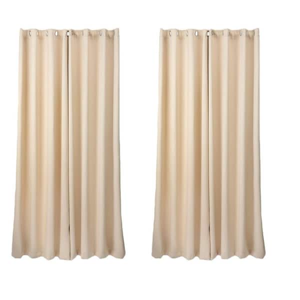2 Panels Weighted Blackout Cabana Curtains W52 x L84 Outdoor Patio Thermal Heavyweight Drapes Windproof Top & Bottom